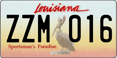 LA license plate ZZM016