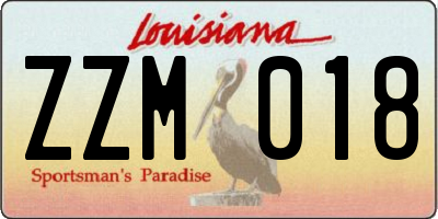 LA license plate ZZM018