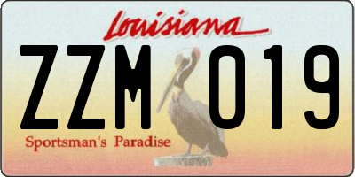 LA license plate ZZM019