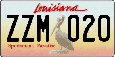 LA license plate ZZM020