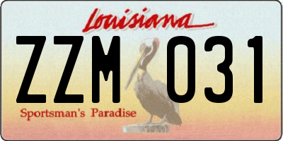 LA license plate ZZM031