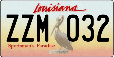 LA license plate ZZM032