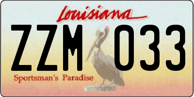 LA license plate ZZM033