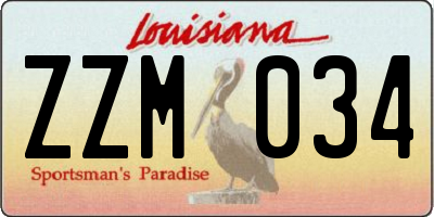 LA license plate ZZM034