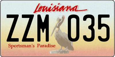 LA license plate ZZM035