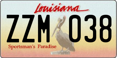 LA license plate ZZM038