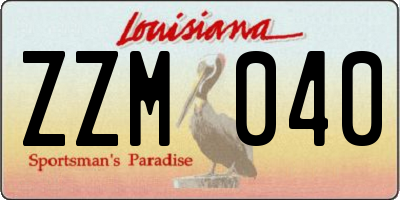 LA license plate ZZM040