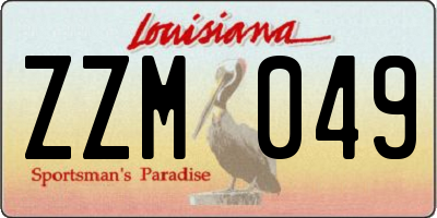 LA license plate ZZM049