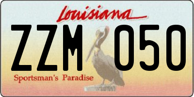 LA license plate ZZM050