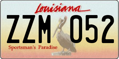 LA license plate ZZM052