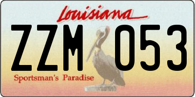 LA license plate ZZM053