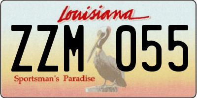 LA license plate ZZM055