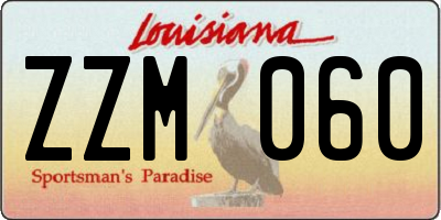 LA license plate ZZM060