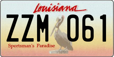 LA license plate ZZM061