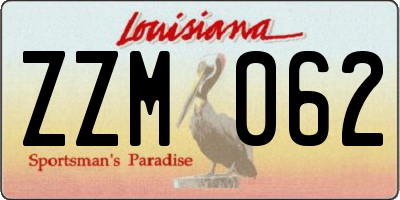 LA license plate ZZM062