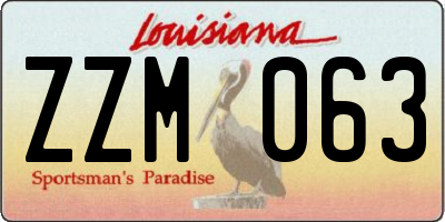 LA license plate ZZM063