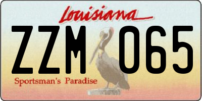 LA license plate ZZM065