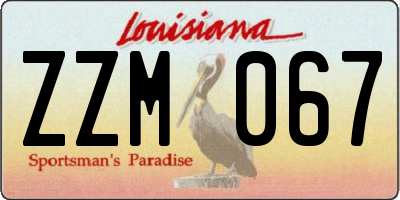 LA license plate ZZM067