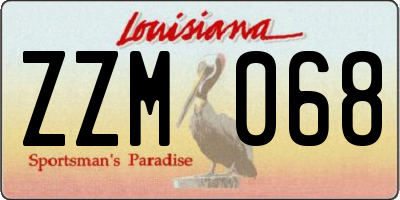 LA license plate ZZM068