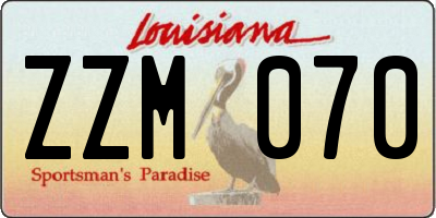 LA license plate ZZM070