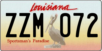 LA license plate ZZM072