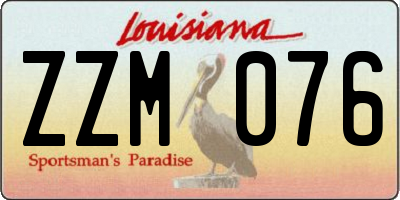 LA license plate ZZM076