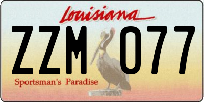 LA license plate ZZM077