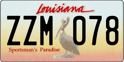 LA license plate ZZM078