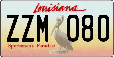 LA license plate ZZM080