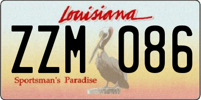 LA license plate ZZM086