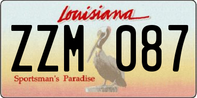 LA license plate ZZM087