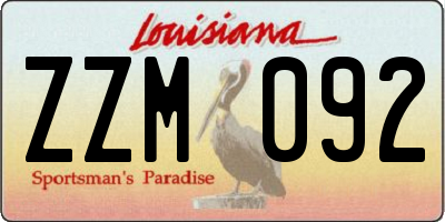 LA license plate ZZM092