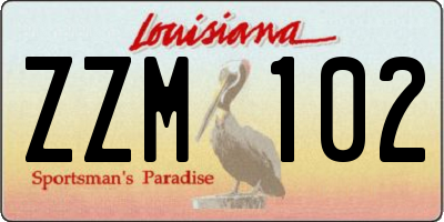 LA license plate ZZM102