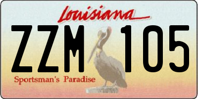 LA license plate ZZM105