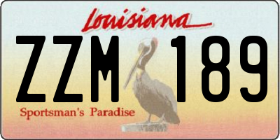 LA license plate ZZM189