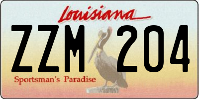 LA license plate ZZM204