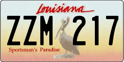 LA license plate ZZM217