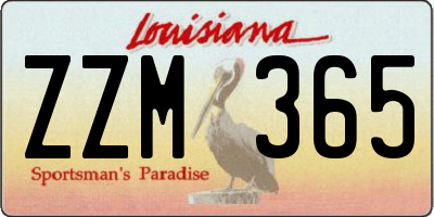 LA license plate ZZM365