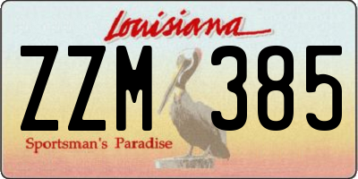 LA license plate ZZM385