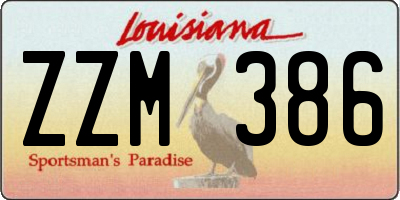 LA license plate ZZM386