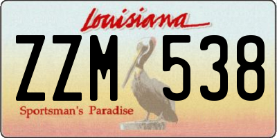 LA license plate ZZM538