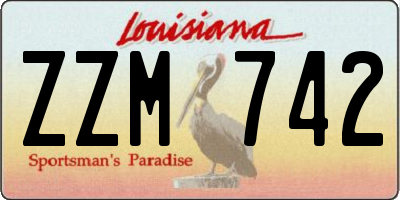 LA license plate ZZM742