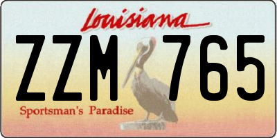 LA license plate ZZM765
