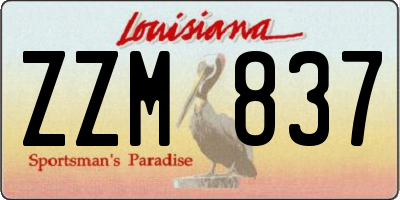 LA license plate ZZM837