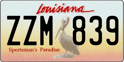 LA license plate ZZM839