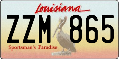 LA license plate ZZM865
