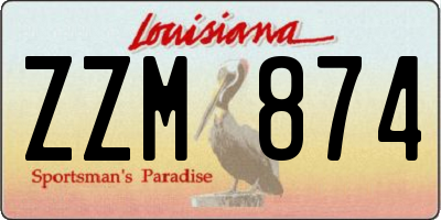LA license plate ZZM874