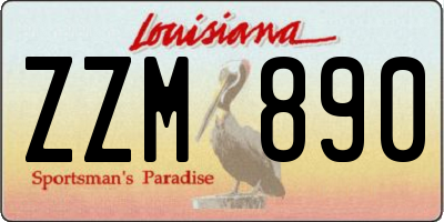 LA license plate ZZM890