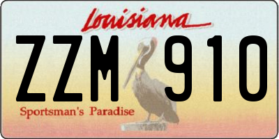 LA license plate ZZM910