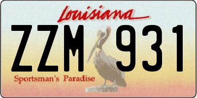 LA license plate ZZM931